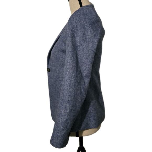 Women’s BANANA REPUBLIC Blue Heather Wool Blazer Italian Fabric Jacket SZ 00 P - Picture 3 of 11